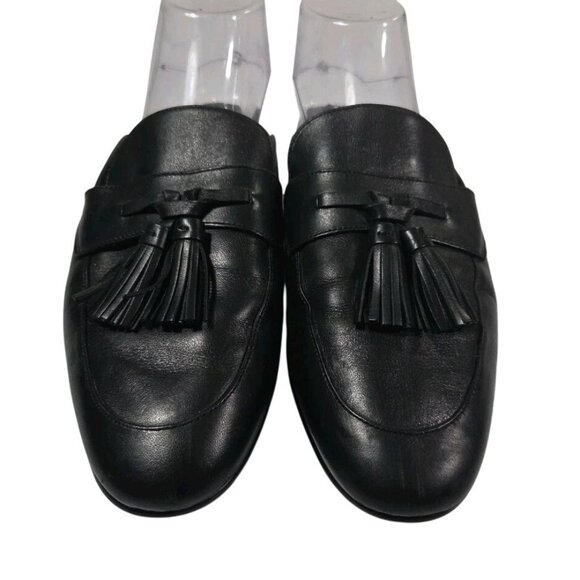 Sam Edelman Paris Mule Size 10M Leather Black Tasseled Loafer Flats Minimalist - Picture 2 of 8